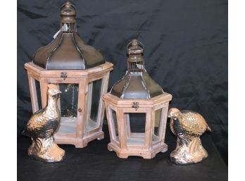Large Decorative Pomarcy Candle Lanterns With Decorative Wild Grouse Birds