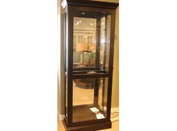 Howard Miller Curio Display Cabinet With Sliding Doors & Glass Shelves, Mirrored Back & Lights