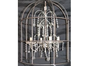 Quality Birdcage Chandelier With 4 Arms Elegant Hanging Crystals  Appx 21 Inch Diameter X 30 Inch Tall