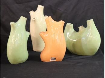 Collection Of Large Unique Heavy Contemporary Style Vases Crafted For Interlude Quality Ceramic, Nice Set