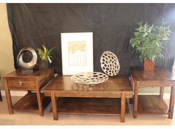 Kincaid Furniture Rustic Finish Farm Style Living Room Table Set All Decorative Items Included