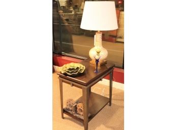 Side Table With Storage And Charging Station, Decorative Accessories & Lamp Included