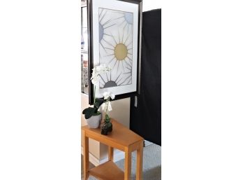 Framed Starburst Wall Decor, Includes Side Table & Decorative Plants