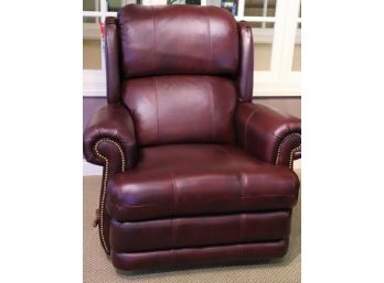 Lazy Boy Harmony Leather Collection Cabernet Color Recliner With Nail Head Accent-Some Wear/Rubbing By Han