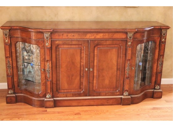 Henredon Highly Detailed/Banded Burlwood Veneer Console - Contents Are Not Included