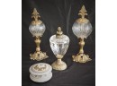 Collection Of Quality Brass & Glass Garnitures With Ornate Details