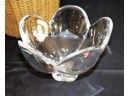 Quality Assortment Of Silk/Dried Flowers In A Woven Basket With Handle Includes Orrefors Crystal Bowl