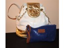 Blue Sorial New York, White Bag With Long Strap, White & Gold, And Red Coach Unused With Tag