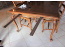 Elegant Country French Dining Table & 7 Woven Rush Chairs- Imported From South Of France, Easy Attachable