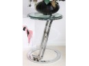 Chrome 80s End Table With Funky 80s Style Vase
