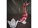 Pink Murano Duck & Orrefors Bowl (Light Chipping)