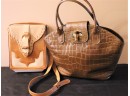 Womens Handbags Paola Del Lungo Genuine Leather Italian Alligator Pattern & Midwestern Style Crossover