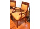 Henredon Pair Of Elegant Empire Style Arm Chairs With Damask Upholstery, Nail Head & Floret Accents