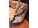Highly Carved Loveseat With Throw Pillows, Polished Finish & Silk Hand Painted Fabric From Jeffco Furniture