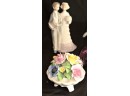 Lladro Figurines Little Girl With Dog & Married Couple On Wedding Day, Harlequin Doll, Radnor England Flor