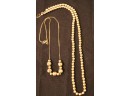 14kt Gold Beaded Necklace & 14kt Gold Necklace With Gold Beads