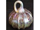 Collection Of Beautiful Decor Includes Hand Blown Art Glass Pumpkin, Floral Paper Weight & Wavy Dish