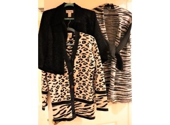 Zebra Striped Cardigan More By Sisters Made In Italy Size S, Ami Krits Sweater Size 6 & Cachet Jacket M