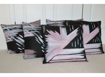Funky 80s Style Hand Painted Pillows With Zipper Cover