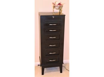 Ebony Jewelry Chest- Contents Are Not Included, Includes Brass Pedestal Bowl With Angel Detail. Includes K