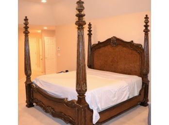 Designer Marge Carson King Size Post Bed By Designer - Bedding Is Not Included Burlwood Center Headboard/C