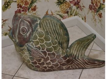 Large Painted Ceramic Fish 24 Inches Wide
