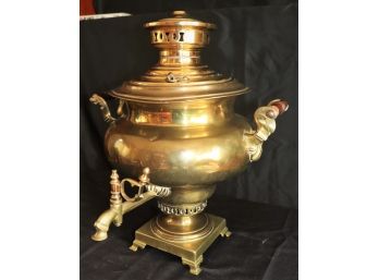 Vintage Brass Russian Samovar With Stamps