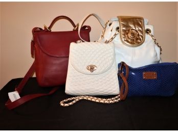 Blue Sorial New York, White Bag With Long Strap, White & Gold, And Red Coach Unused With Tag
