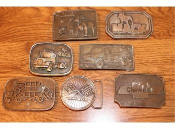Collection Of Vintage Belt Buckles Includes Mack Truck, Chevy ,Radio
