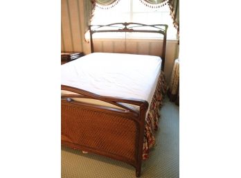 Art Nouveau Style Bed With Sensuous Curves Quality Cane Headboard And Footboard