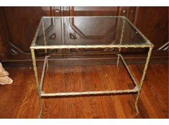 Ornate Antique Style Metal/Glass Side Table (Missing Bottom Glass Piece)