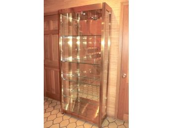 Mcm Brass & Glass Display Cabinet With Lighting And Thick Glass Shelves - Master Craft Style Quality