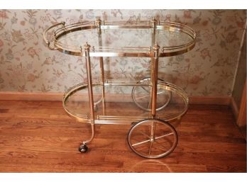 Elegant Brass & Glass Tea Cart - Very Good Condition