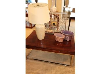 Contemporary Coffee Table Includes Lamps & Planter