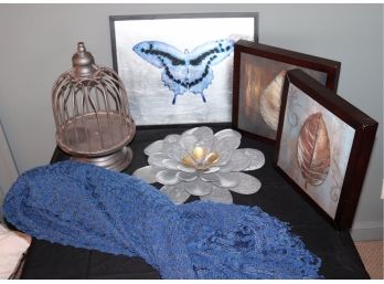 Collection Of Decorative Items Includes Comfortable Throw Blanket