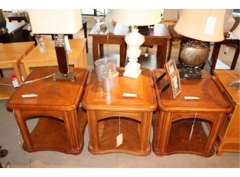 Set Of 3 Rectangle End Tables With Decorative Items & Assorted Sized Lamps