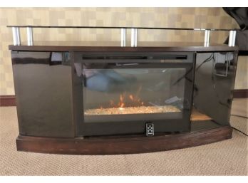 Windham 25 Inch Screen Electric Fireplace Console Smoke Glass Counter/Doors Dimplex Heating & Realistic View
