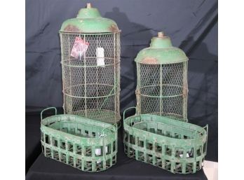 Large Decorative Outdoor Metal/Chicken Wire Lanterns- And Metal Baskets By Creative Co-Op With A Rough Distres