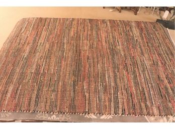 Nyala Multicolor Rag Rug Hand Woven Leather/Hemp Made In India The Rug Republic 5 Ft X 8 Ft