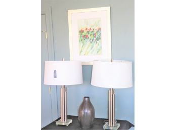 Brushed Nickel Table Lamps By Feiss Designs & Poppy Swirls' By Parker