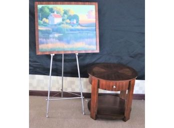 Wall Art On Easel & Round End Table