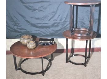 Hammary Furniture Copper Wrapped Living Room Table On An Oil Rubbed Copper/Bronze Finished Base