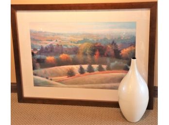 'Quiet Overlook' Pretty Majestic Landscape Print With Tall Champlin Vase