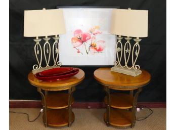 Hammary Furniture End Tables/Metal Frame, Crestview Collection Table Lamps, Floral Print & Decorative Tra