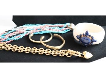 Fun Collection Of Costume Jewelry Includes Two Necklaces And Three Bracelets