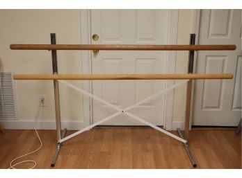 Adjustable Ballet Dance Bar With Wood Bars And Chrome Base
