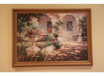 Framed Painting Print On Board In Detailed Antiqued Gold Frame
