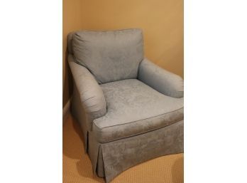 Supreme Lux Upholstered English Arm Club Chair In Pale Blue Damask