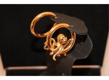 Pair Of Cool 14k Octopus Hoop Earrings