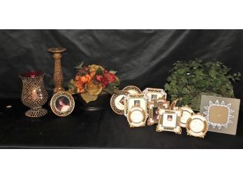 Assorted Decorative Accessories And Ornately Decorated Romantic Picture Frames